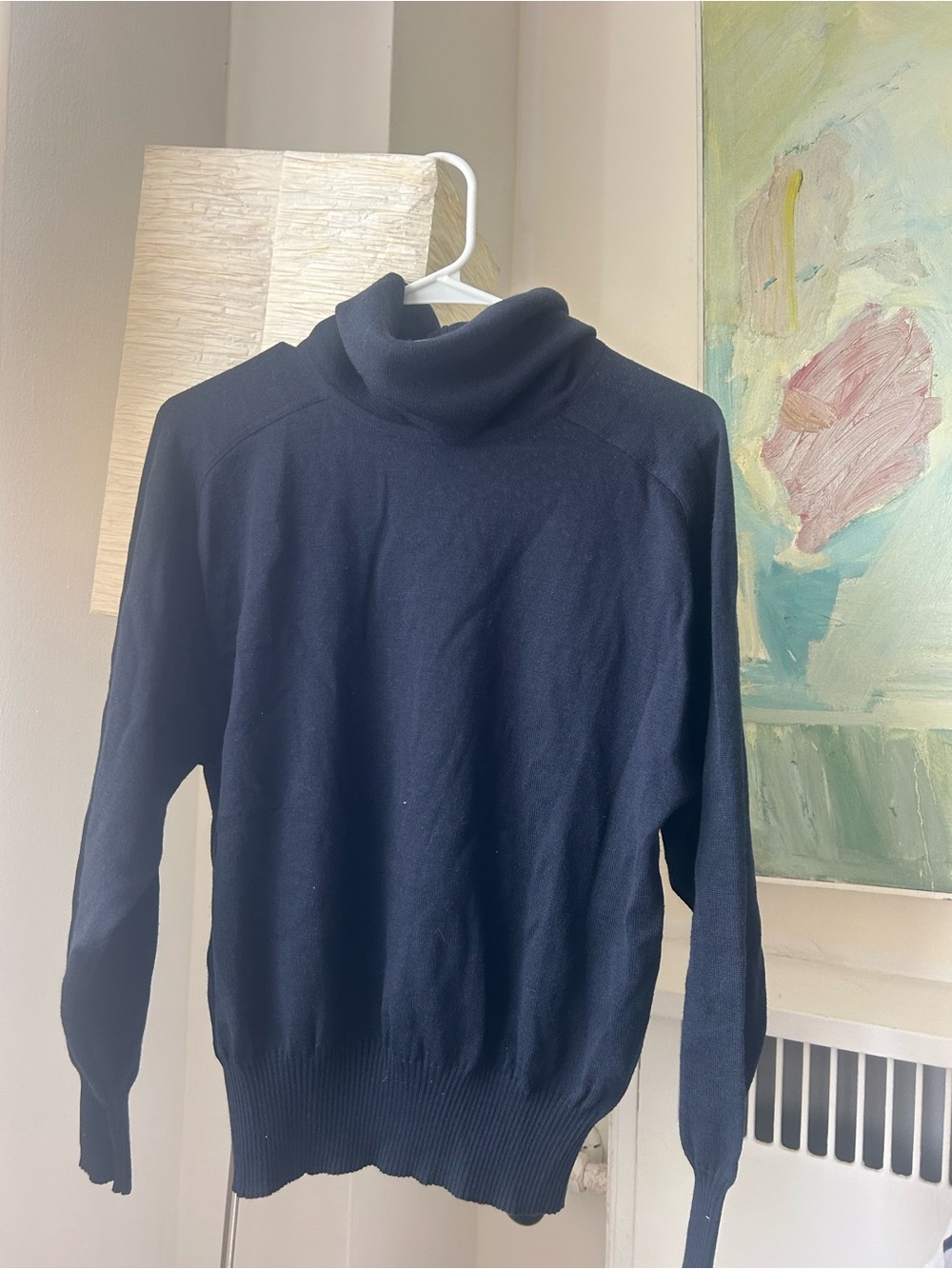 Navy Turtleneck Knit Sweater